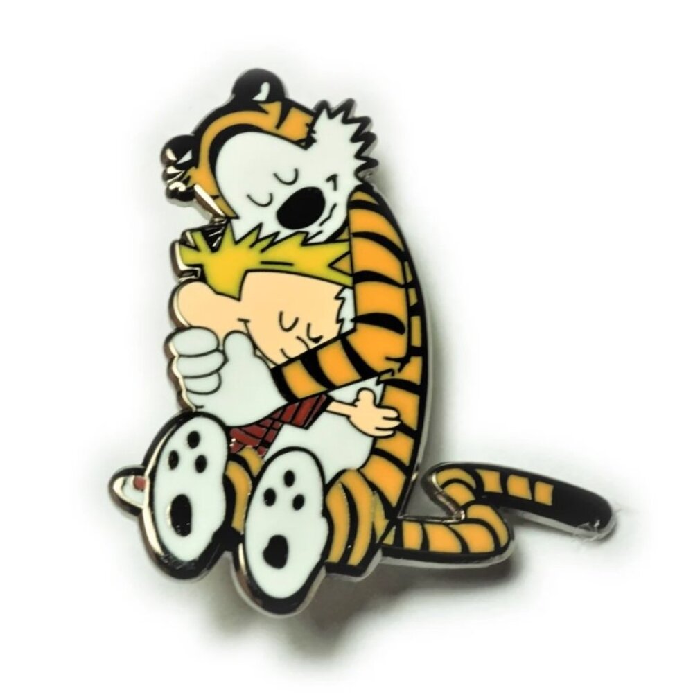 Calvin and Hobbes HUGGING FRIENDS Cartoon Enamel Lapel PIn
